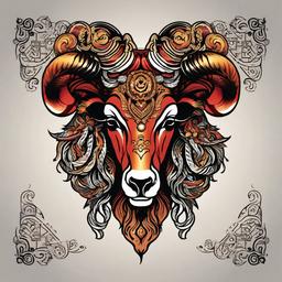 aries god tattoo  simple vector color tattoo