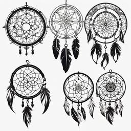 Beautiful Dream Catcher Tattoos - Various beautiful dream catcher tattoo designs.  simple vector tattoo,minimalist,white background