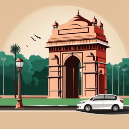 New Delhi clipart - India Gate and Jama Masjid in India,  color vector clipart