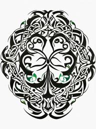 celtic clover tattoos  simple color tattoo,minimal,white background