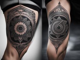 thigh tattoos male black and white design 