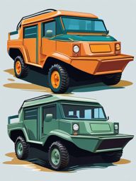 Amphibious Vehicle Clipart - An amphibious vehicle for land and water.  color vector clipart, minimal style