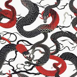 japanese snake art  simple color tattoo,white background,minimal