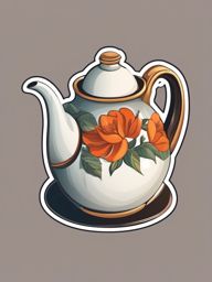 Teapot Sticker - Elegant teapot design, ,vector color sticker art,minimal