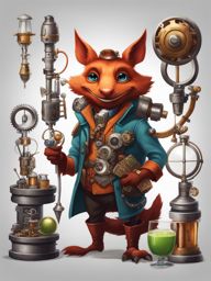 kobold inventor with mechanical gadgets - illustrate a kobold inventor surrounded by an array of quirky mechanical gadgets. 