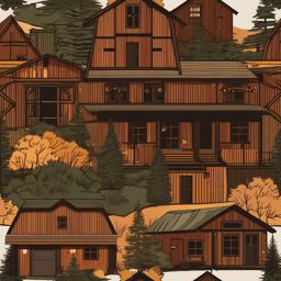 Rustic Cabin clipart - Cozy cabin in the woods, ,vector color clipart,minimal