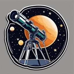 Telescope Sticker - Astronomical telescope in action, ,vector color sticker art,minimal