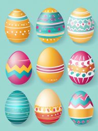 Easter Eggs clipart - Decorated Easter eggs in a basket, ,vector color clipart,minimal