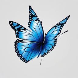 blue butterfly tattoo ideas  simple color tattoo, minimal, white background