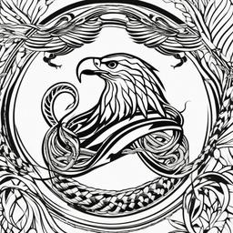 Tattoo Eagle Snake - Tattoo featuring an eagle and snake motif.  simple vector tattoo,minimalist,white background