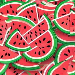 Watermelon Slice Sticker - Juicy summer snack, ,vector color sticker art,minimal