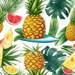 Pineapple clipart - pineapple with a surfboard  clipart