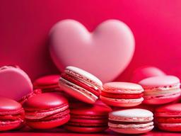 Valentine's Day background - Red and pink macarons stacked in a heart shape  aesthetic background wallpaper