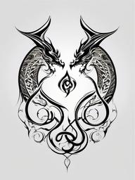 Dragon Infinity Tattoo - Tattoo featuring a dragon incorporated into an infinity symbol.  simple color tattoo,minimalist,white background