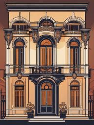 Art Nouveau Townhouse Sticker - Convey the artistic elegance of the Art Nouveau movement with this ornate sticker, , sticker vector art, minimalist design