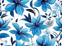 Blue Hawaiian Flower Tattoo - Infuse cool and calming vibes with a tattoo featuring shades of blue inspired by Hawaiian flowers.  simple vector color tattoo,minmal,white background