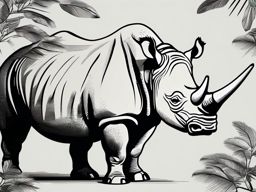 Rhinoceros clipart - Massive herbivore with a horned snout, ,vector color clipart,minimal