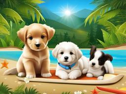 Summer Puppies Wallpaper  background