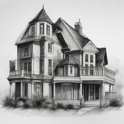 pencil drawings of houses  minimal rough sketch scribbles,doodles,black and white