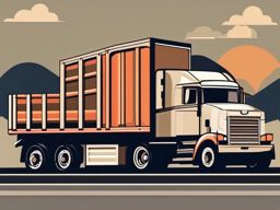 Truck Clipart - A sturdy truck hauling goods on the highway.  color vector clipart, minimal style