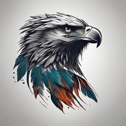 hunting eagle tattoo  simple color tattoo,minimal,white background