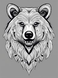 bear tattoo black and white design 