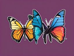 Butterfly Trio Sticker - Three colorful butterflies, ,vector color sticker art,minimal