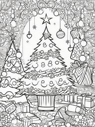 Christmas Tree Coloring Template  outling,coloring pages,black and whit