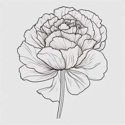 Carnation Outline Tattoo,Clean and sophisticated look in a carnation outline tattoo, highlighting the beauty of the flower's form.  simple color tattoo,minimal vector art,white background