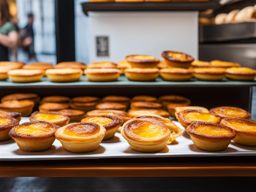 pastel de nata, portuguese custard tarts, enjoyed at a historic pastelaria in lisbon. 