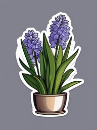 Hyacinth Sticker - Enjoy the fragrant and densely packed blooms of hyacinths with this elegant sticker, , sticker vector art, minimalist design