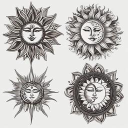 sun and moon tattoo ideas for left and right ankle in color
