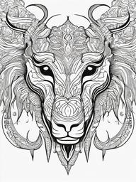 Fomorian Coloring Pages - Giant Beasts from Irish Mythology  minimal black outline printable sheet, coloring page