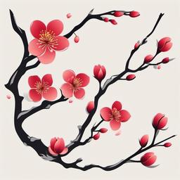 small plum blossom tattoo  simple vector color tattoo