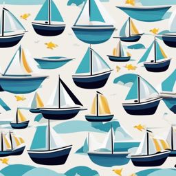 Sailing Boat and Seagulls Emoji Sticker - Seaside birdwatching, , sticker vector art, minimalist design