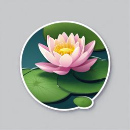 Water Lily Floating on Pond Emoji Sticker - Tranquil beauty on a serene pond, , sticker vector art, minimalist design