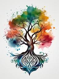 water color tree of life tattoo  simple vector color tattoo