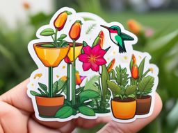 Hummingbirds Sipping Nectar Emoji Sticker - Tiny wonders in vibrant gardens, , sticker vector art, minimalist design