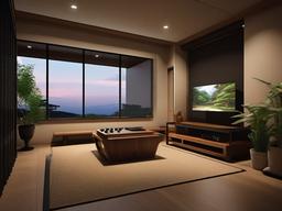 Zen gamer room promotes tranquility with natural materials, minimalist furniture, and calming colors, providing a peaceful environment for gaming.  