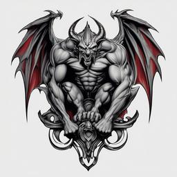 gargoyles mythology tattoo  simple color tattoo design,white background