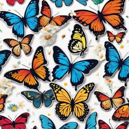 Butterfly Garden Sticker - A garden filled with fluttering butterflies. ,vector color sticker art,minimal