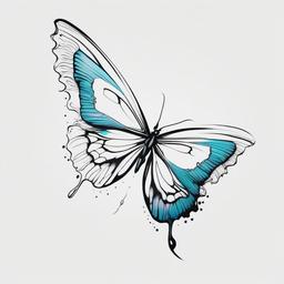 aquarius butterfly tattoo  simple color tattoo, minimal, white background