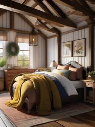 Country Cottage Cozy Bedroom - Bring the coziness of a country cottage into your bedroom. , bedroom interior decor design ideas, multicoloured, photo realistic, hyper detail, high resolution,