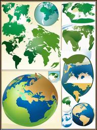 Earth clipart - globe with continents and oceans  