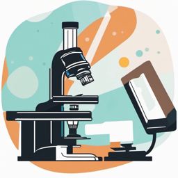 Microscope Clipart - Scientific microscope zooming in on a microscopic world.  color clipart, minimalist, vector art, 