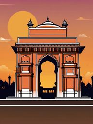 New Delhi clipart - India Gate and Jama Masjid in India,  color vector clipart