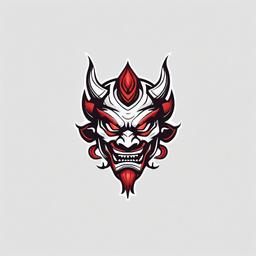 oni face  minimalist design, white background, professional color logo vector art