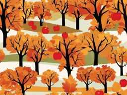 Apple Orchard in Autumn Clipart - An apple orchard in full autumn colors.  color vector clipart, minimal style