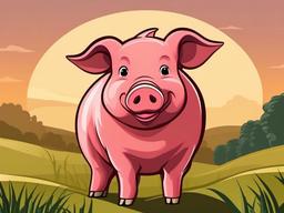 Tamworth Pig cartoon - reddish pig known for foraging skills  cartoon sticker style