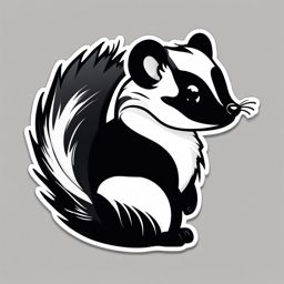 Skunk Sticker - A cute skunk with distinctive black and white markings. ,vector color sticker art,minimal